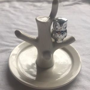Owl on branch jewelry holder